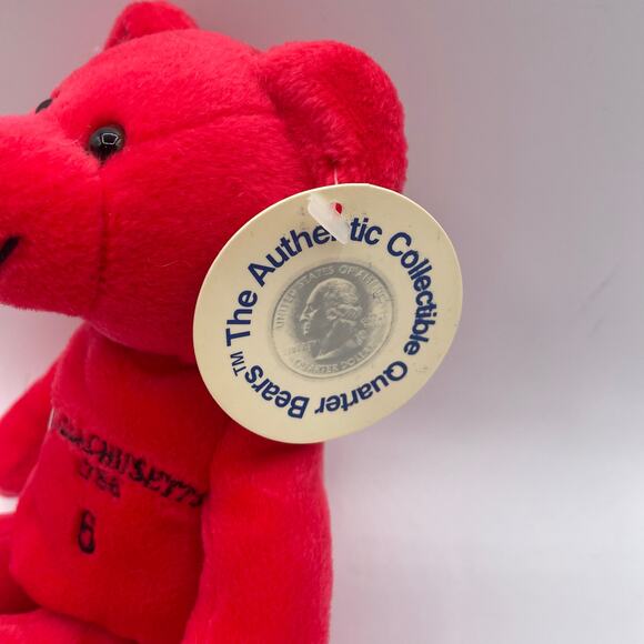 Massachusetts State Quarter Teddy Bears Plush 2000 Red Timeless Toys #6 - Picture 2 of 6